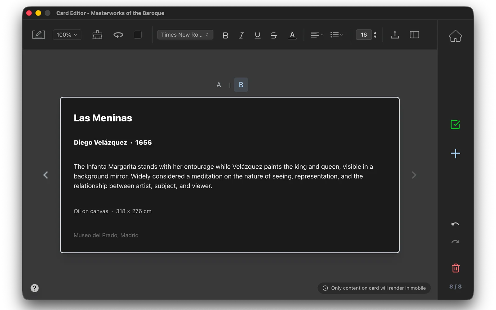 SuperCards Card Editor with a card in mid-authoring
