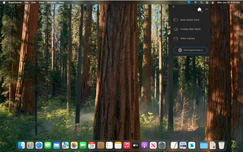 SuperCards menu bar dropdown tile